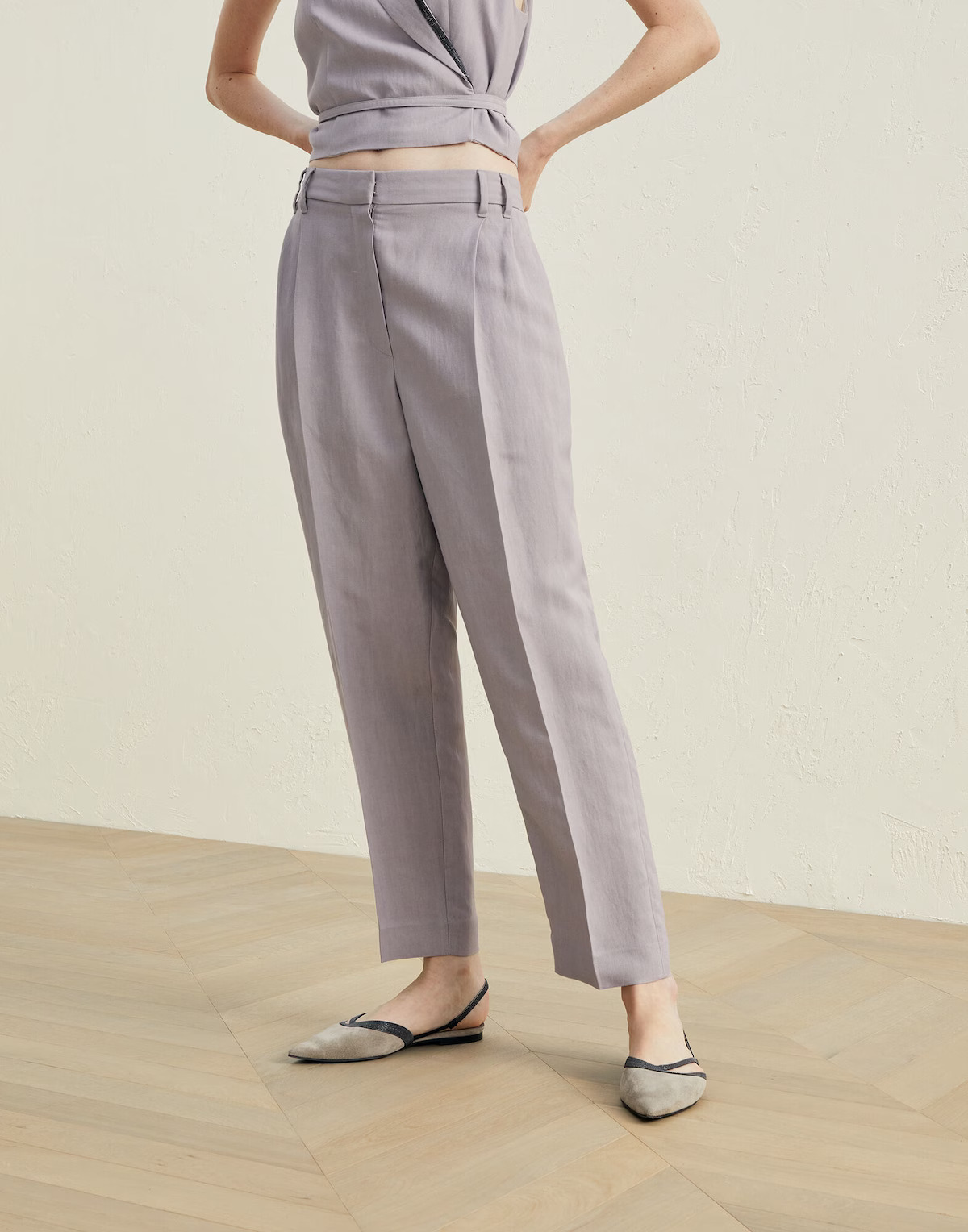 Brunello Cucinelli Viscose and linen fluid twill slouchy trousers