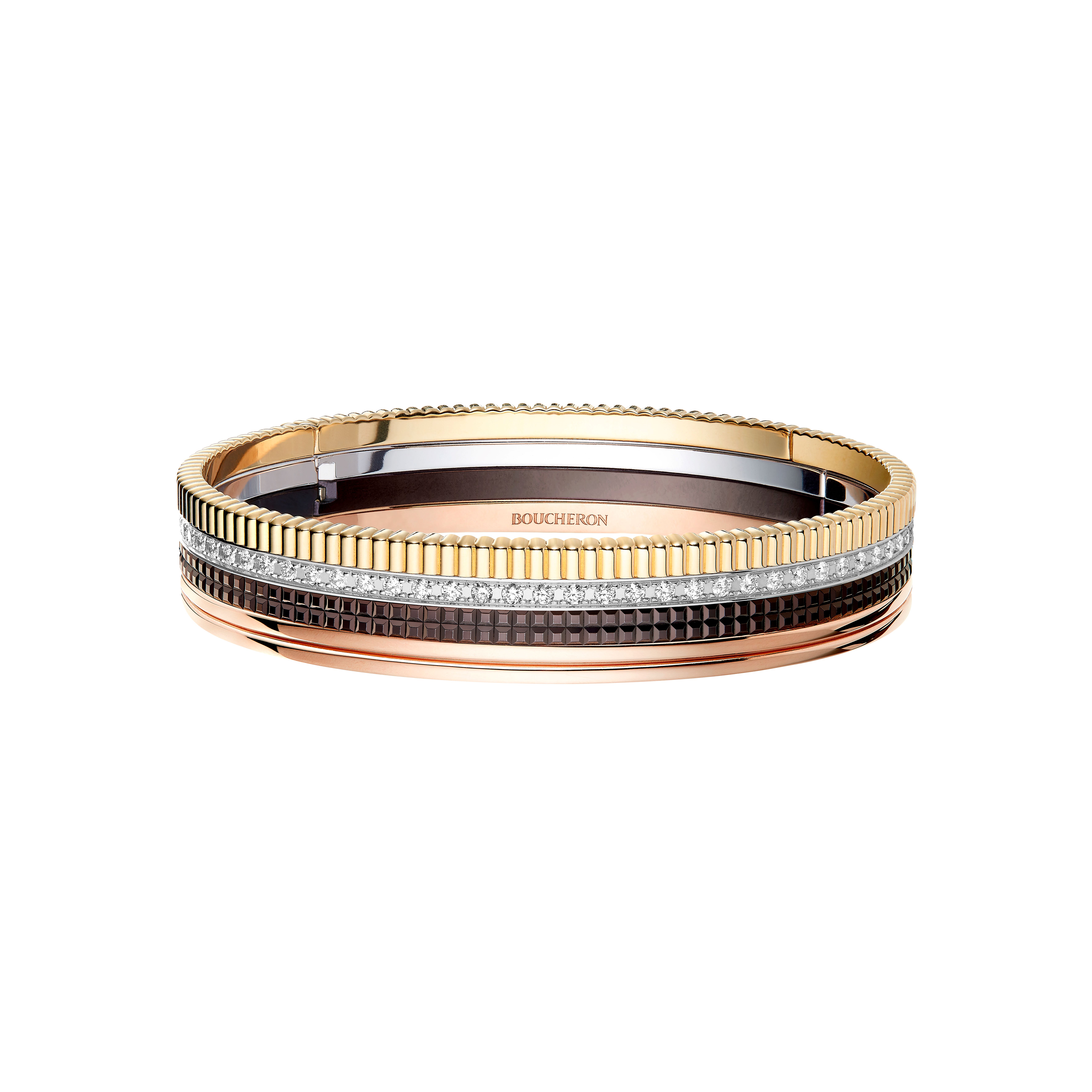 Boucheron BRACELET QUATRE CLASSIQUE L YG PG WG BROWN PVD DIAMONDS 