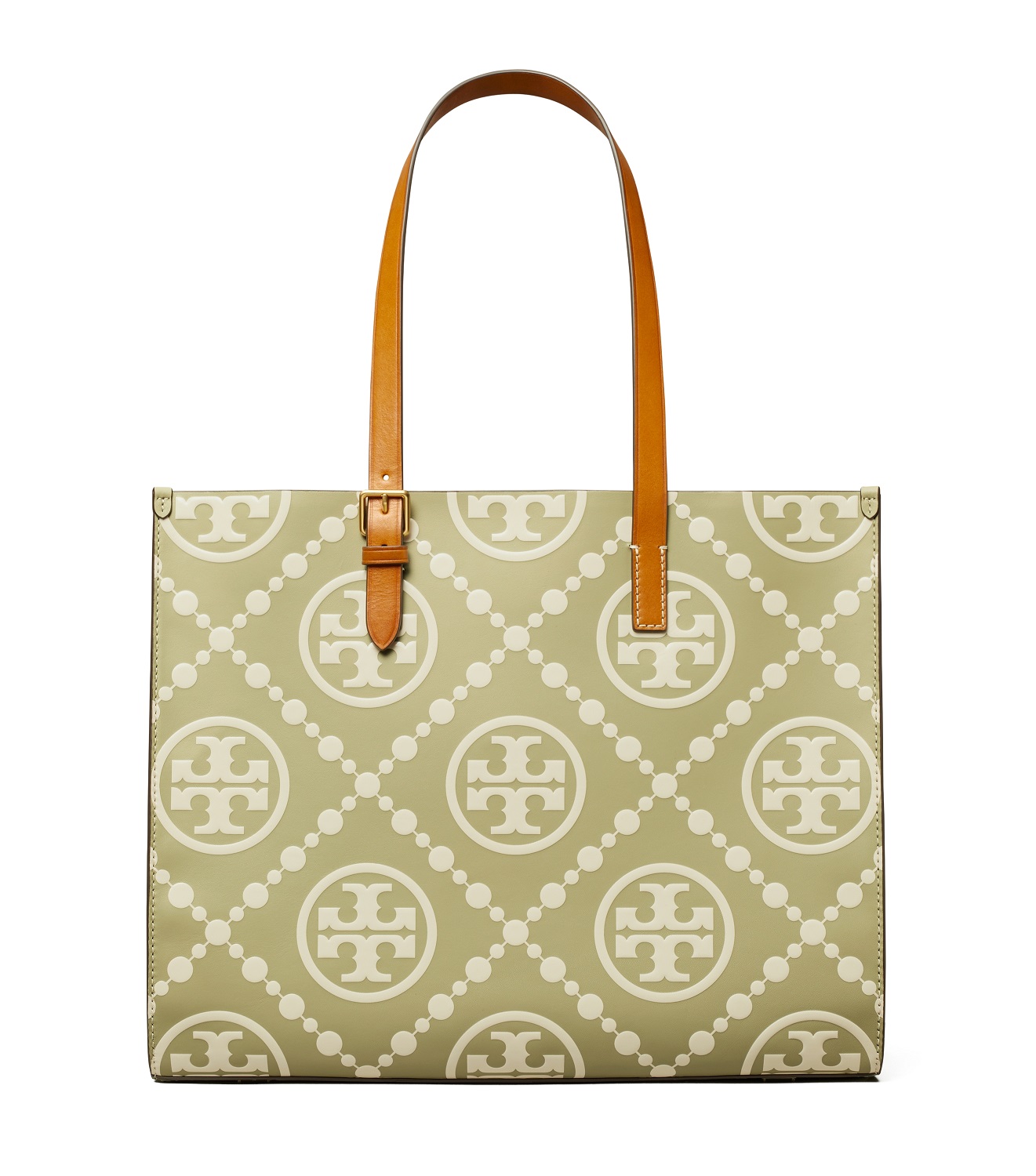 Tory Burch T Monogram Contrast Embossed Tote Olive Spring