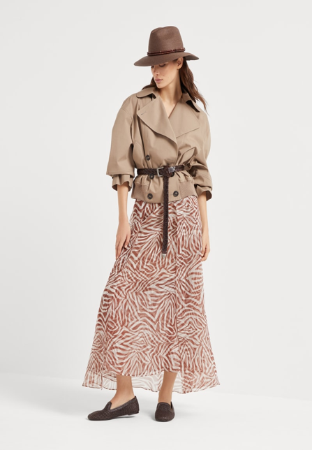 Brunello Cucinelli silk ethnic print organza paneled circle skirt