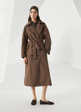 Brunello Cucinelli 棉質塔夫絲綢風衣，閃亮細節裝飾
