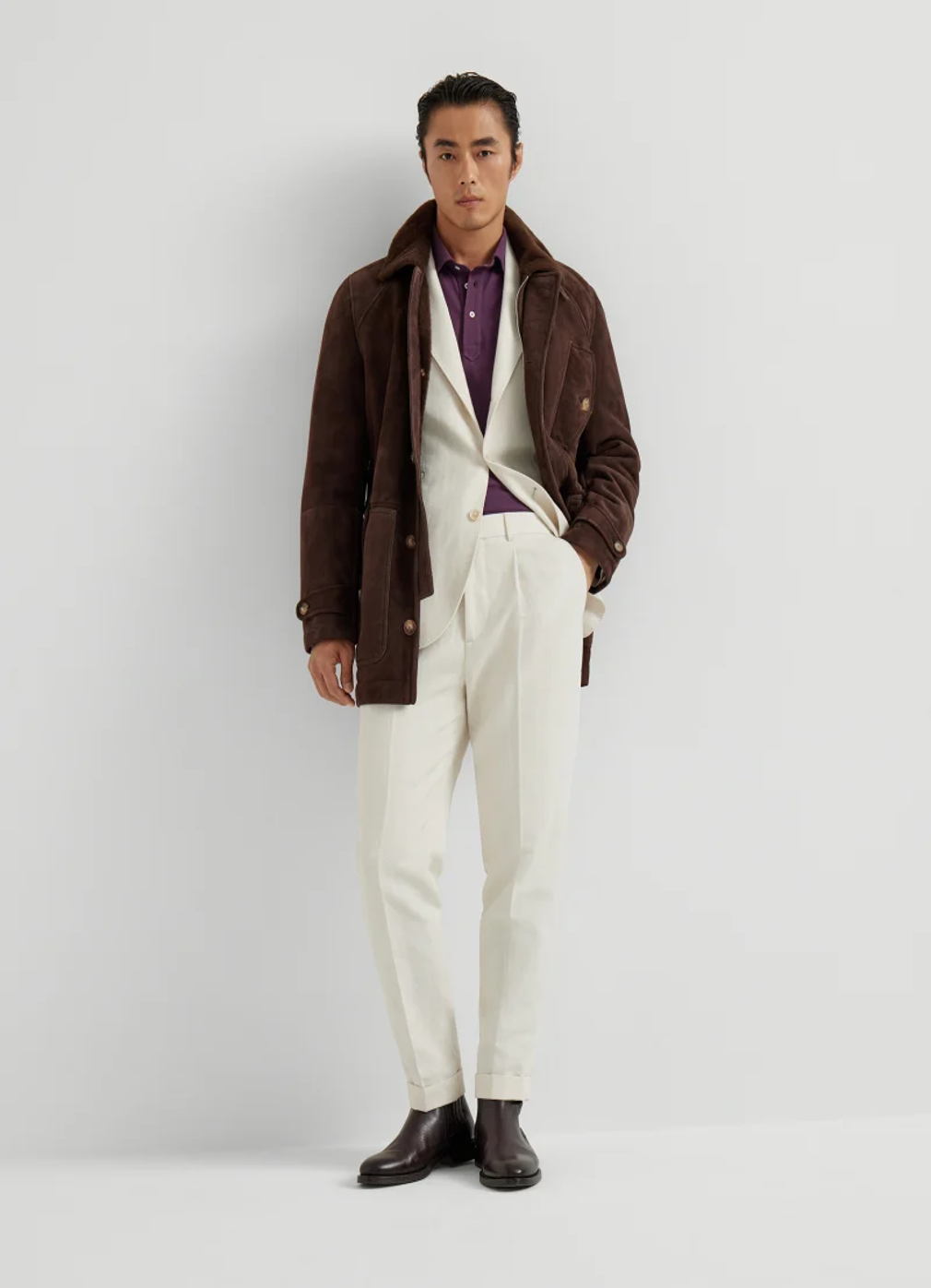 Brunello Cucinelli Cotton piqué polo with shirt-style collar