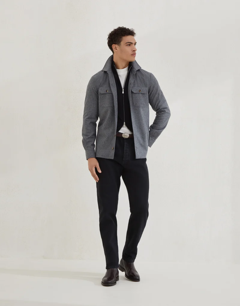 Brunello Cucinelli Virgin wool flannel overshirt with chest pockets