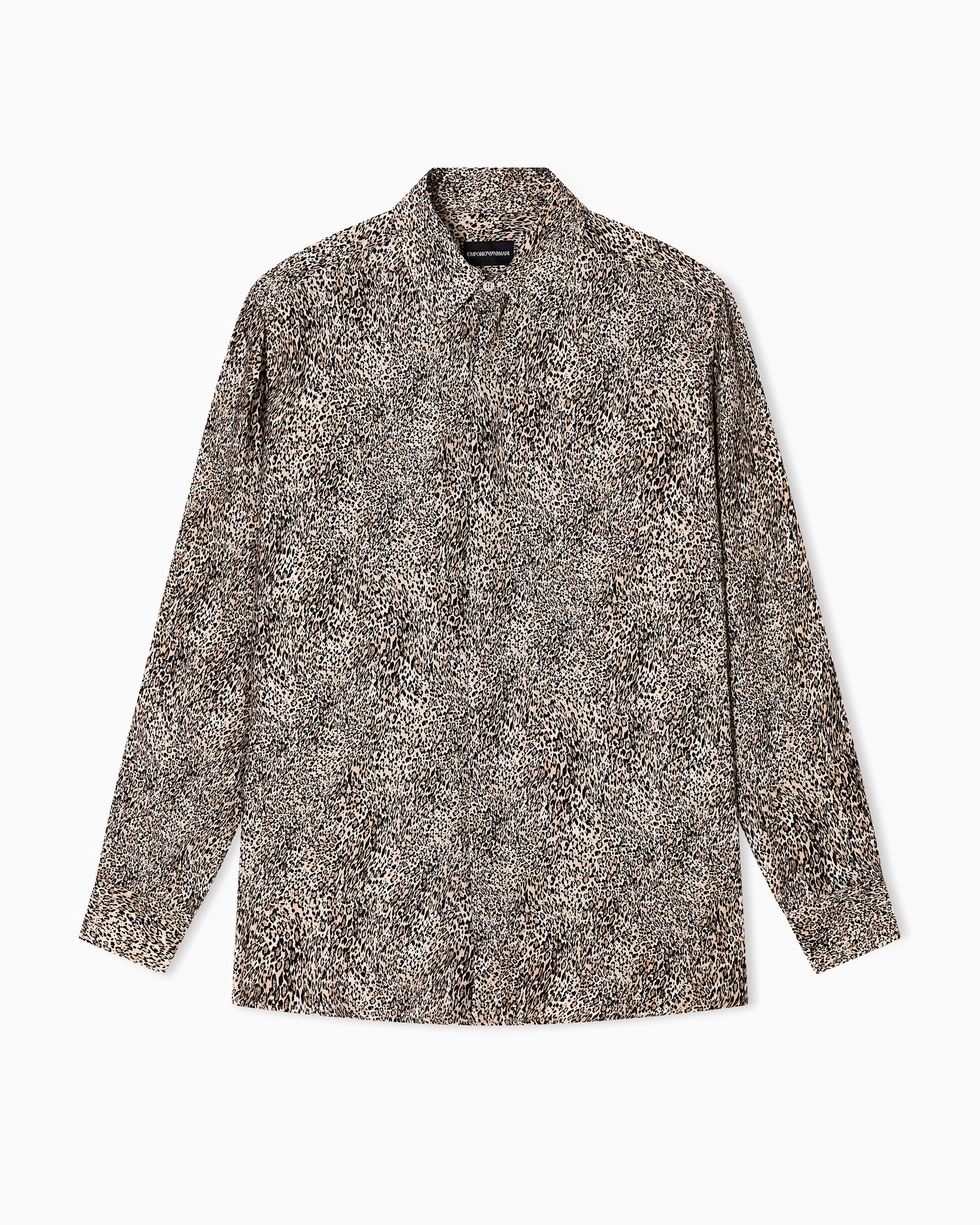 Emporio Armani Leopard print wool blend shirt