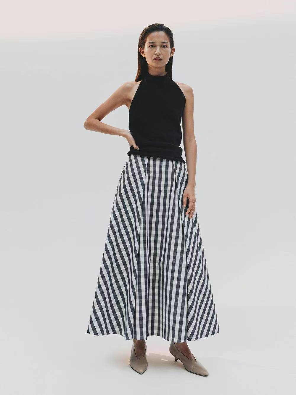 EDITION 格纹A字半身裙