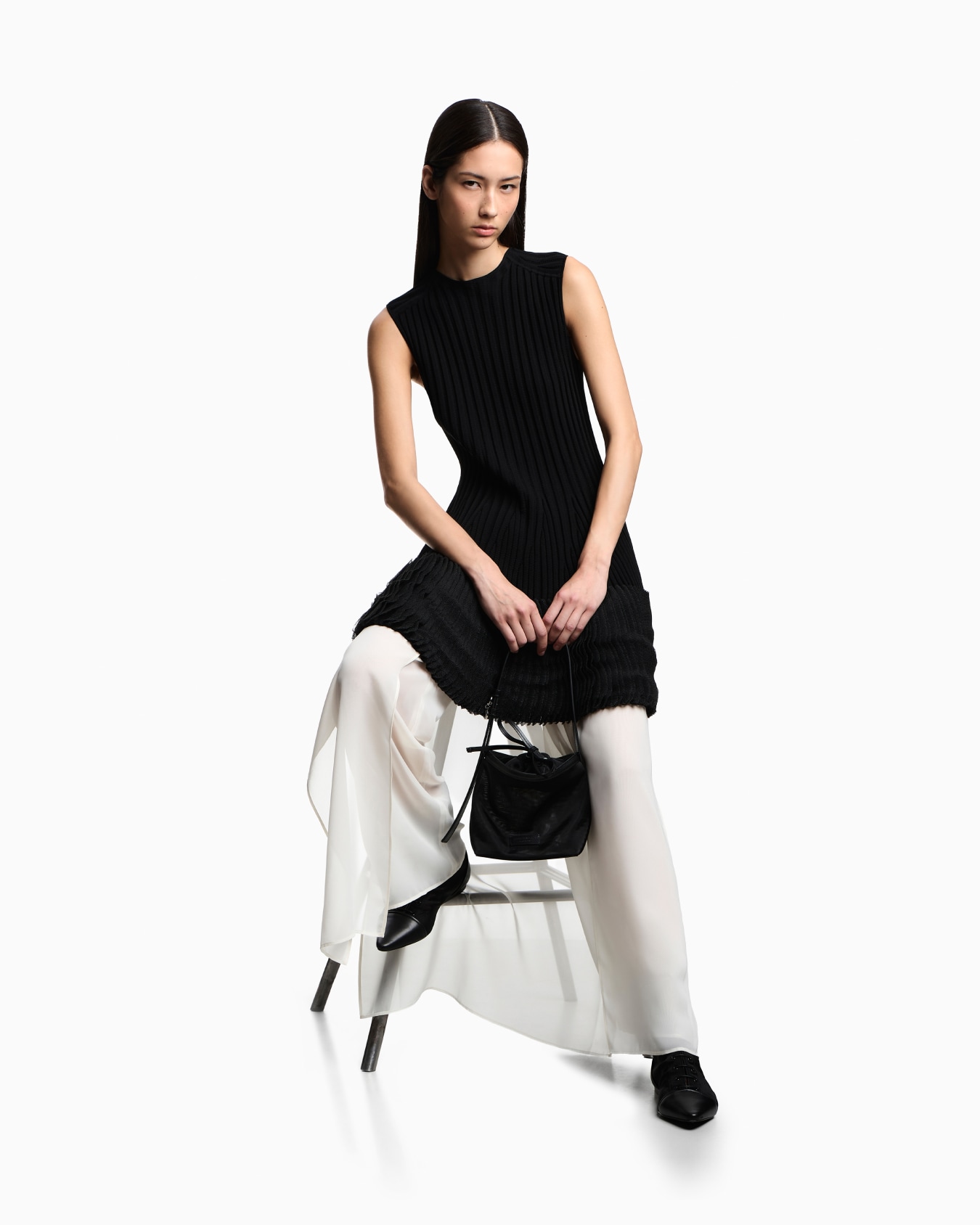 Emporio Armani 螺纹针织无袖连衣裙