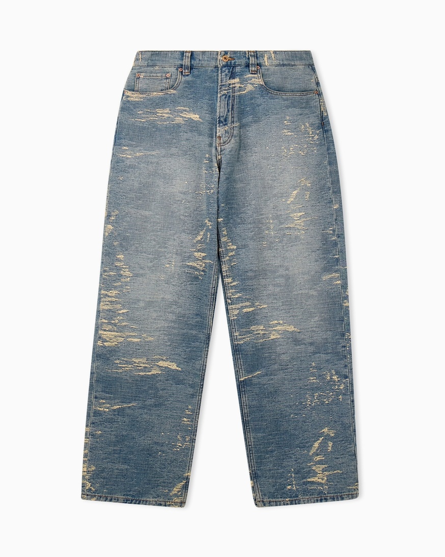 Emporio Armani Men's long ripped cotton jeans